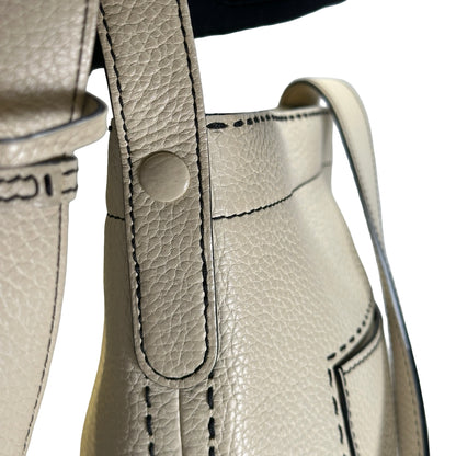 Used DELVAUX Leather Pebbled leather Pin Daily Cross body bag White PHW