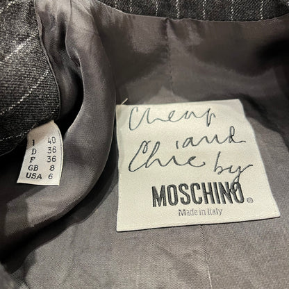 Used MOSCHINO Cheap Chic Gray Pinstripe Set Blazer Clothes Black