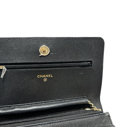 Used CHANEL Caviar Quilted WOC Wallet on chain Black GHW