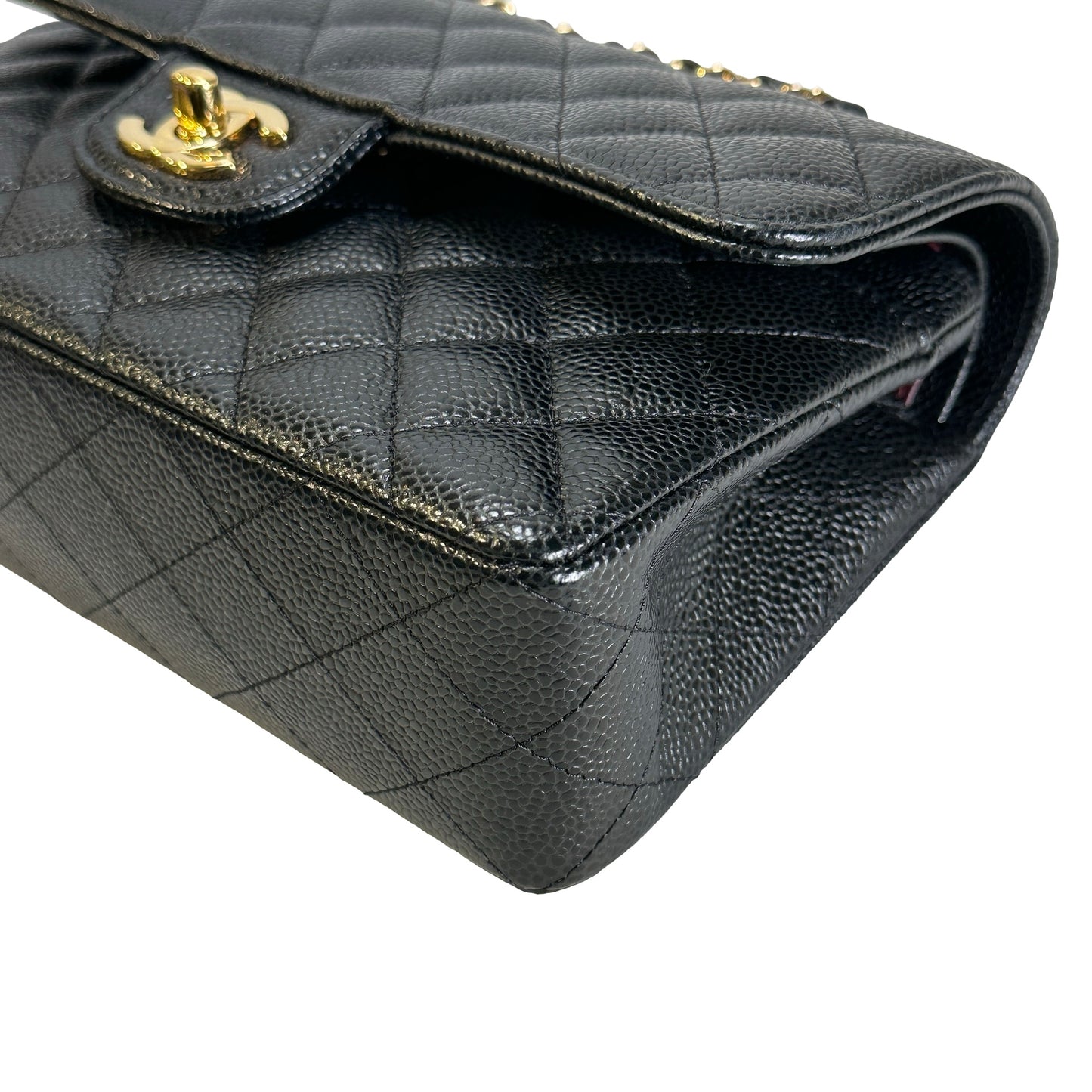 CHANEL Caviar Quilted CF23 Shoulder Bag Black Gold