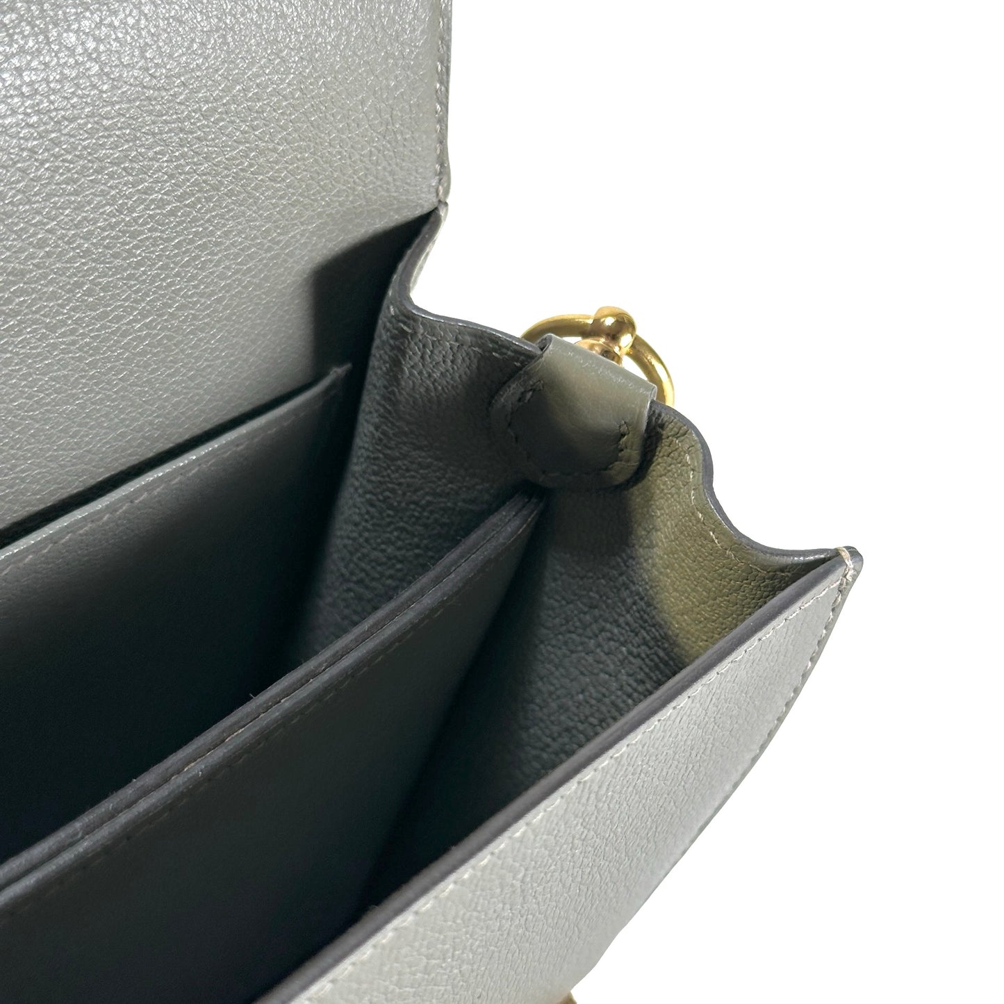 Used HERMES Leather Roulis Shoulder Bag Grey