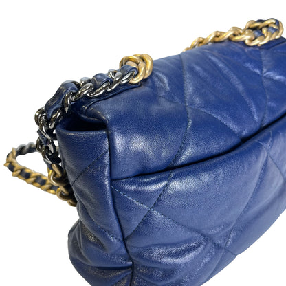 Used CHANEL Lambskin Quilted 19 Bag Shoulder Bag Navy Blue GHW