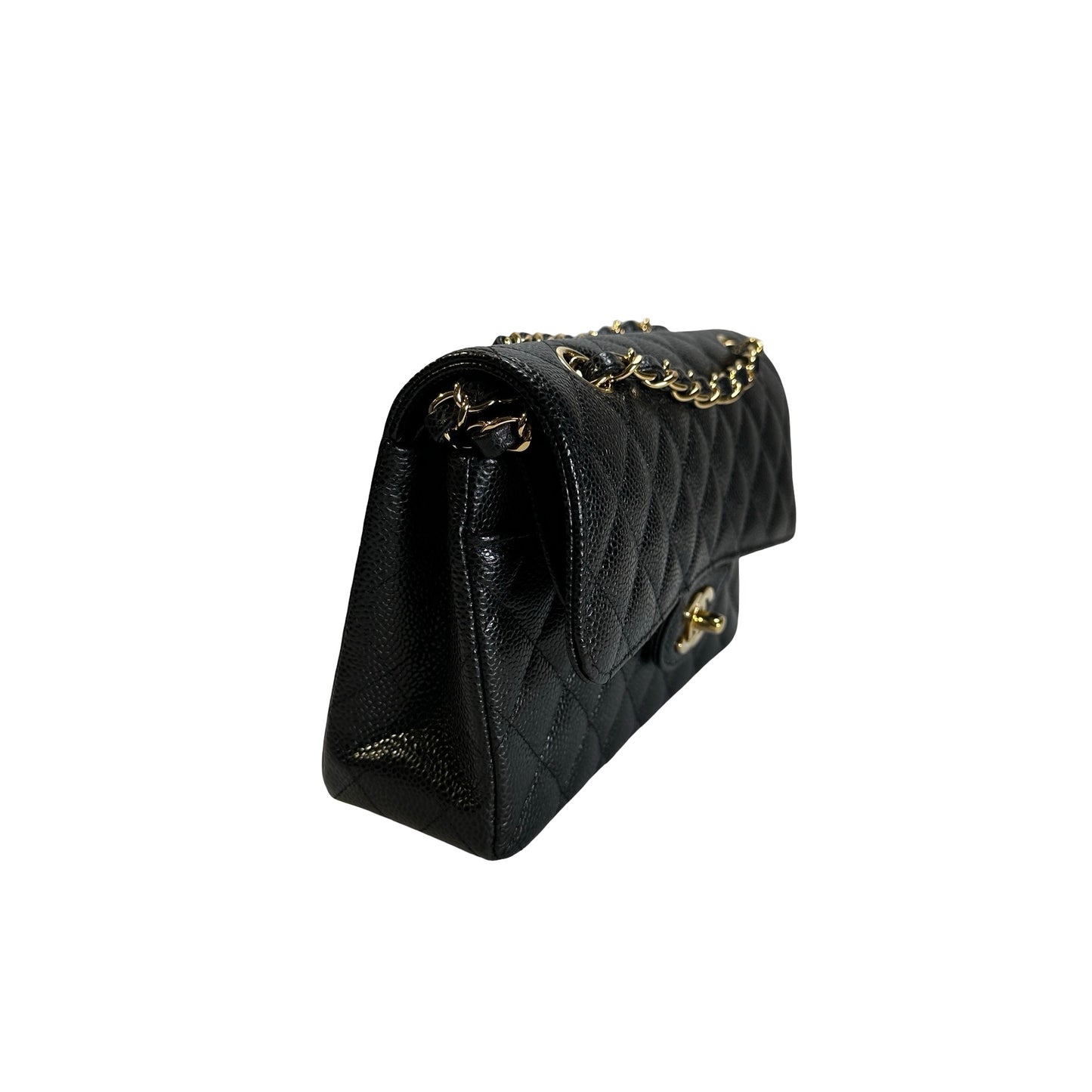 CHANEL Caviar Quilted CF23 Shoulder Bag Black Gold