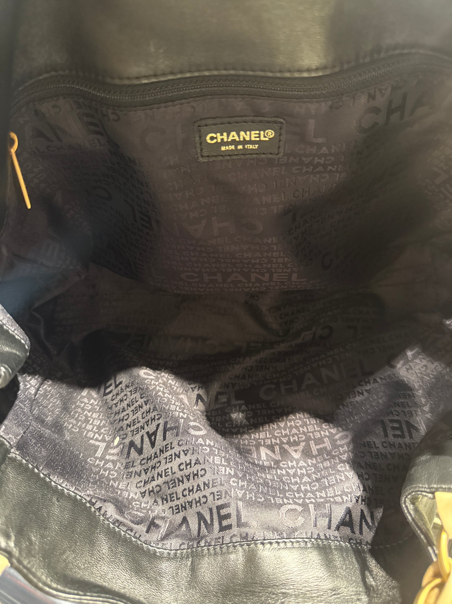 Chanel Shoulder Bag Black Beige Gold [3001098]