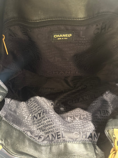 Chanel Shoulder Bag Black Beige Gold [3001098]