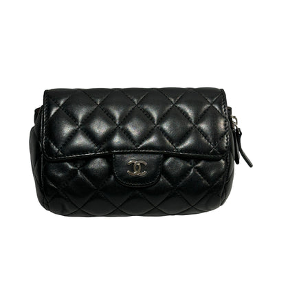 Used CHANEL Matelasse Lambskin Matelasse Pouch Black Burgundy
