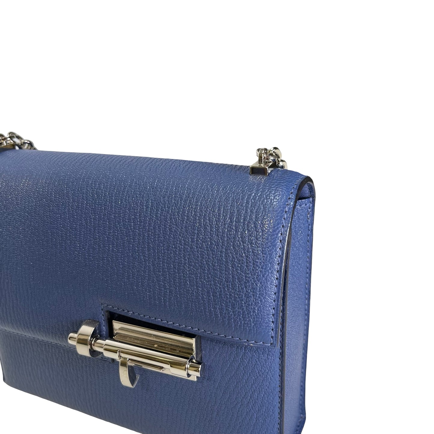Used HERMES Epsom Verrou Crossbody Bag Blue Phw