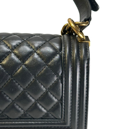 Used CHANEL Lambskin Boy 20 Shoulder Bag Black GHW