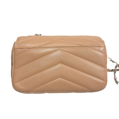Used CHANEL Chevron Caviar Classic Flap Chain Shoulder Bag Beige