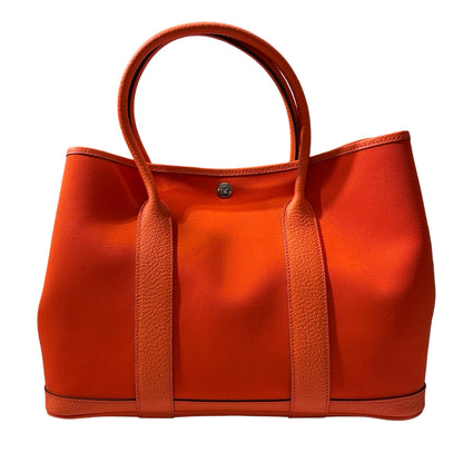 Used HERMÈS Canvas Garden Party 36 Tote Bag Orange (93) PHW