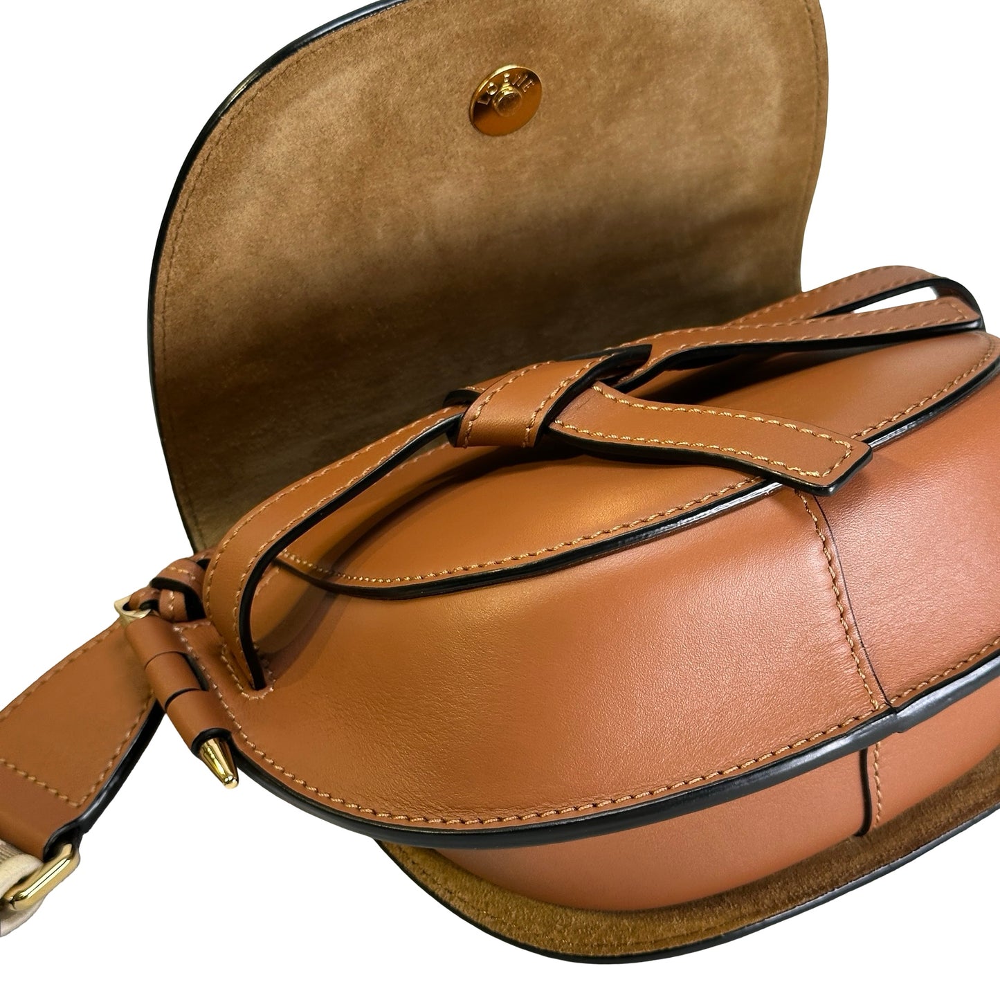 Used LOEWE Calfskin Mini gate Bag Cross body bag Brown GHW