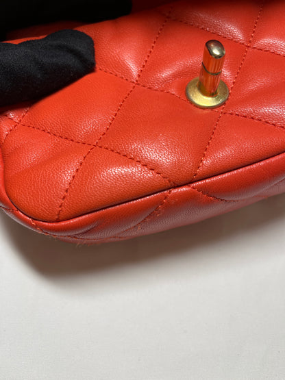 Used Chanel Lambskin Leather 19 Belt Shoulder Bag GHW Red