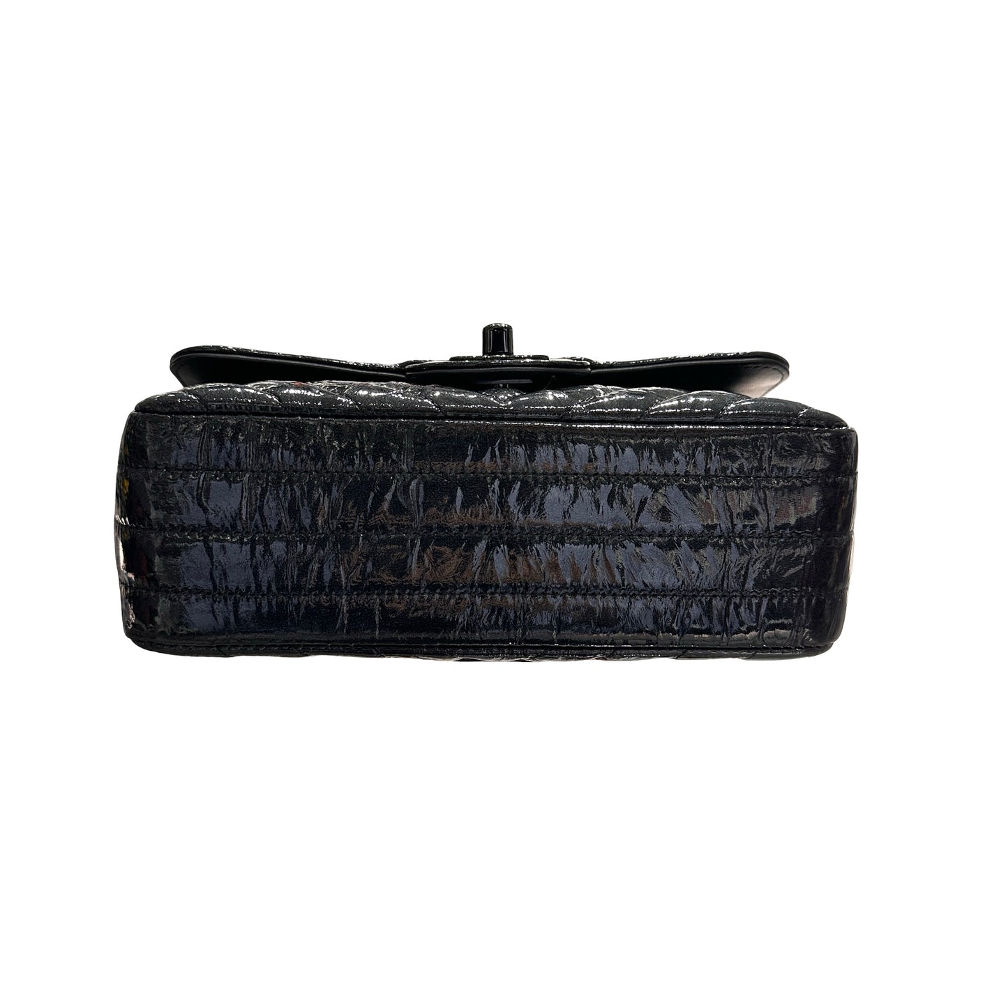 Used CHANEL Patent Leather MINI FLAP 20 CM Cross Body Bag Black
