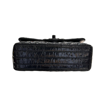 Used CHANEL Patent Leather MINI FLAP 20 CM Cross Body Bag Black