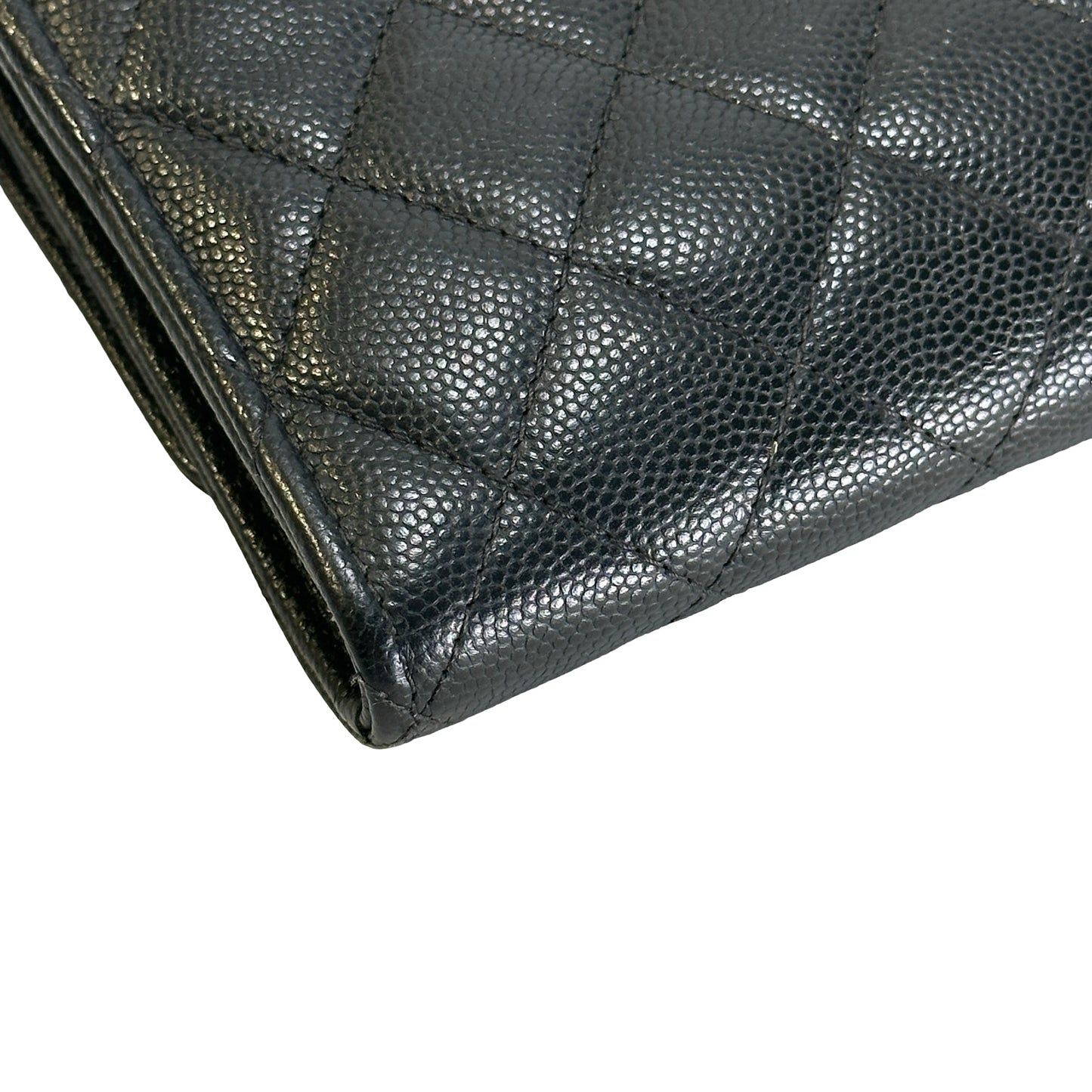 Used CHANEL Quilted Caviar Classic Flap Wallet Wallet Black