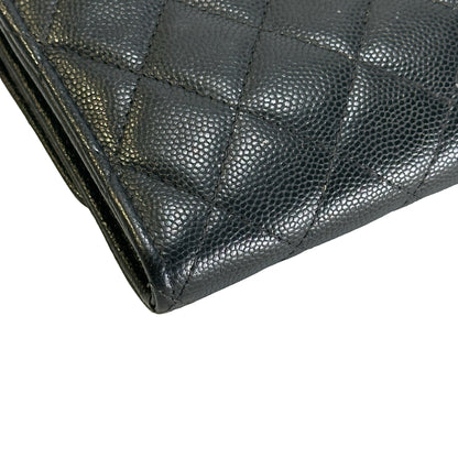 Used CHANEL Quilted Caviar Classic Flap Wallet Wallet Black