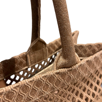 Used DIOR Mesh Embroidery Book Tote Tote Bag Pink Beige