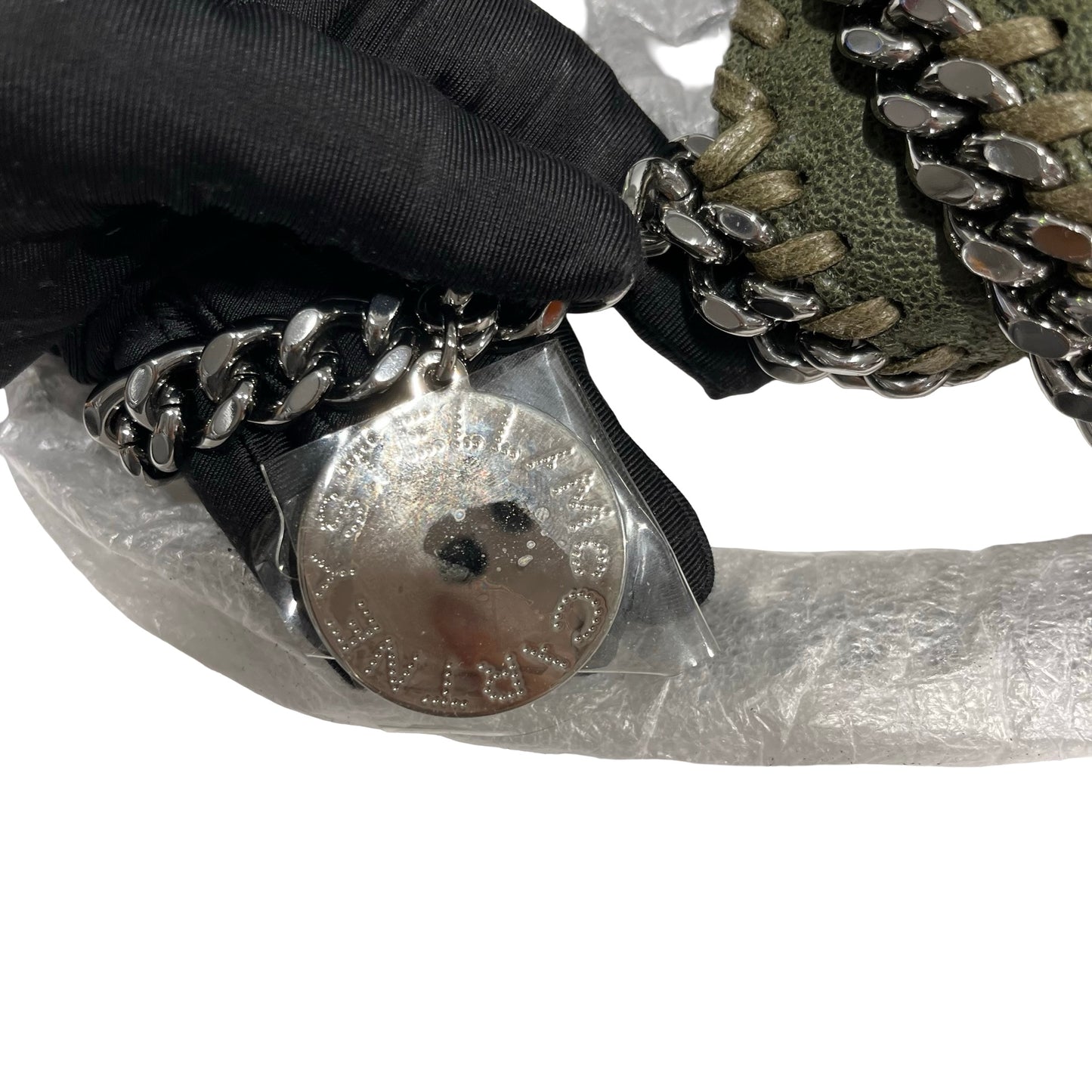 Used STELLA MCCARTNEY Solid Shaggy Deer Falabella Tote Bag Green Olive