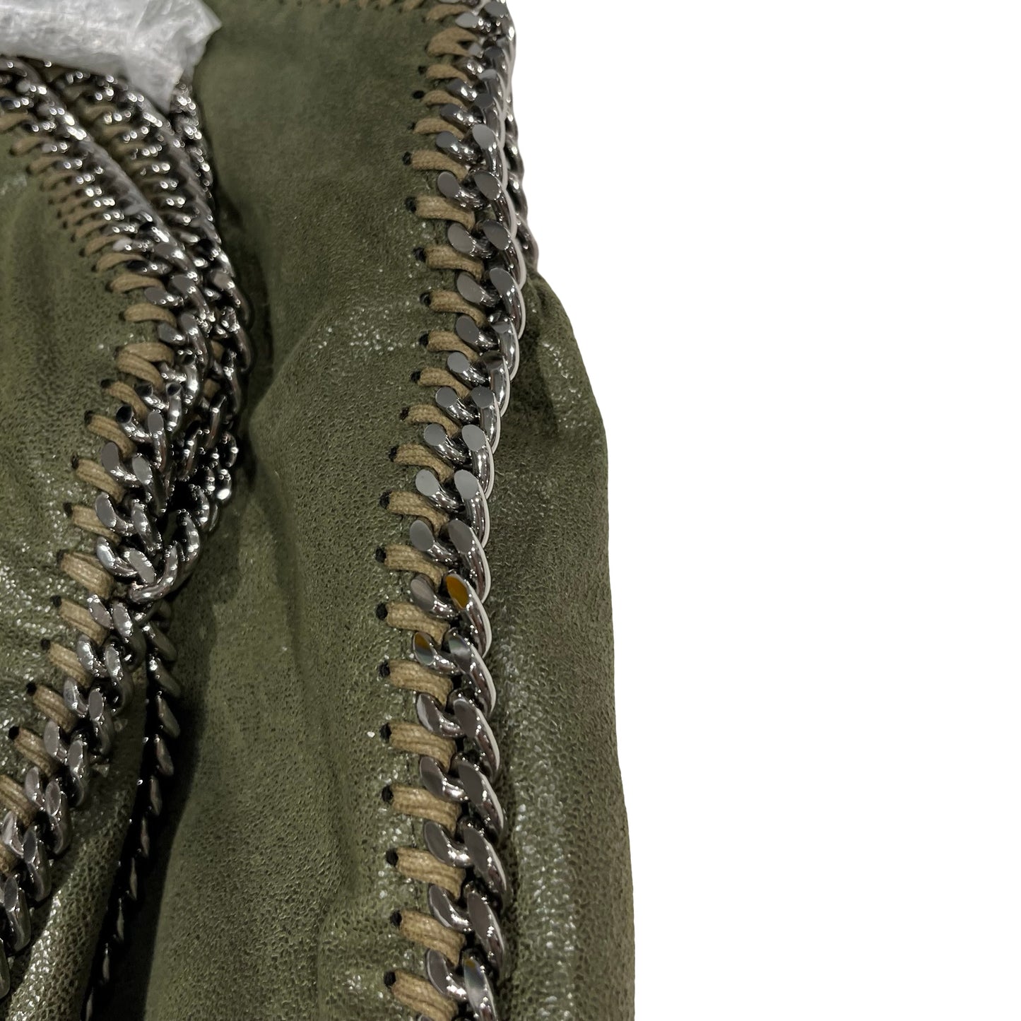 Used STELLA MCCARTNEY Solid Shaggy Deer Falabella Tote Bag Green Olive