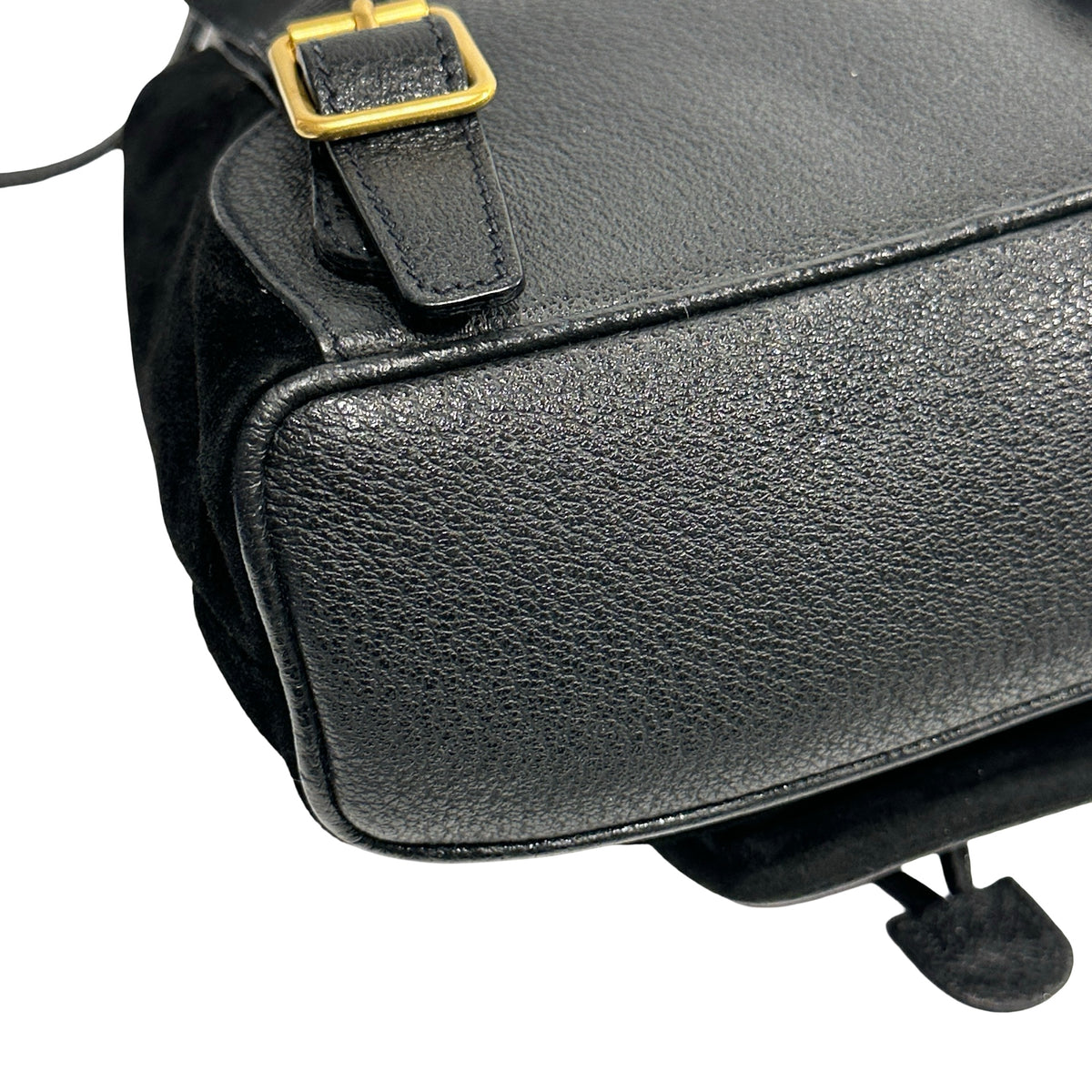 Used GUCCI Suede Leather Bamboo Bamboo Suede Backpack Backpack Black