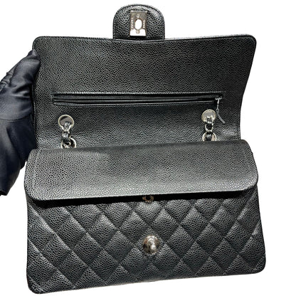 Used CHANEL Classic Flap Medium Shoulder Bag Black PHW