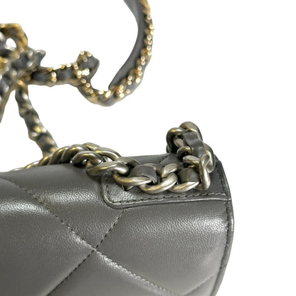 Used CHANEL Quilted Lambskin Chanel 19 Wallet On Chain Wallet on chain Grey GHW