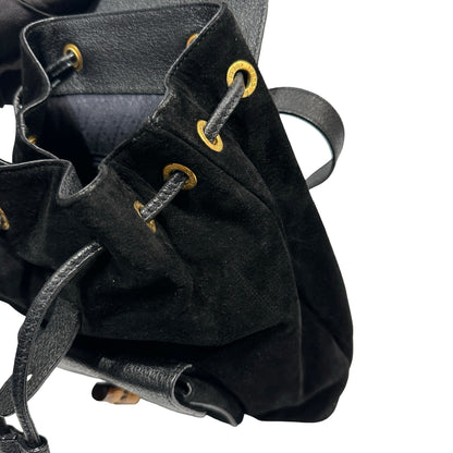 Used GUCCI Suede Leather Bamboo Bamboo Suede Backpack Backpack Black