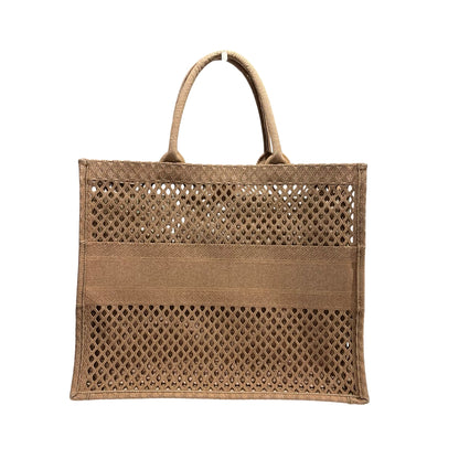 Used DIOR Mesh Embroidery Book Tote Tote Bag Pink Beige