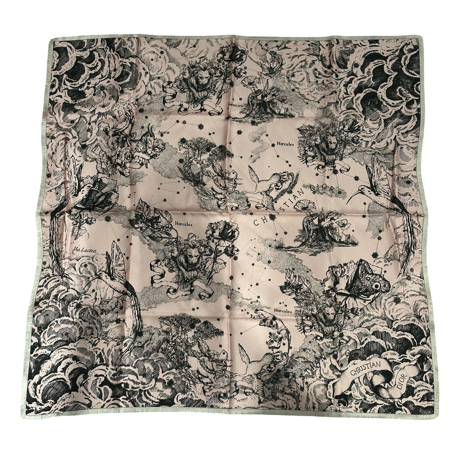 Used DIOR Toile de Jouy Toile de Jouy Scarf White Blue