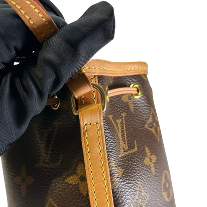 Used LOUIS VUITTON Monogram Canvas Nano Noe Bucket Bag Brown Beige Gold