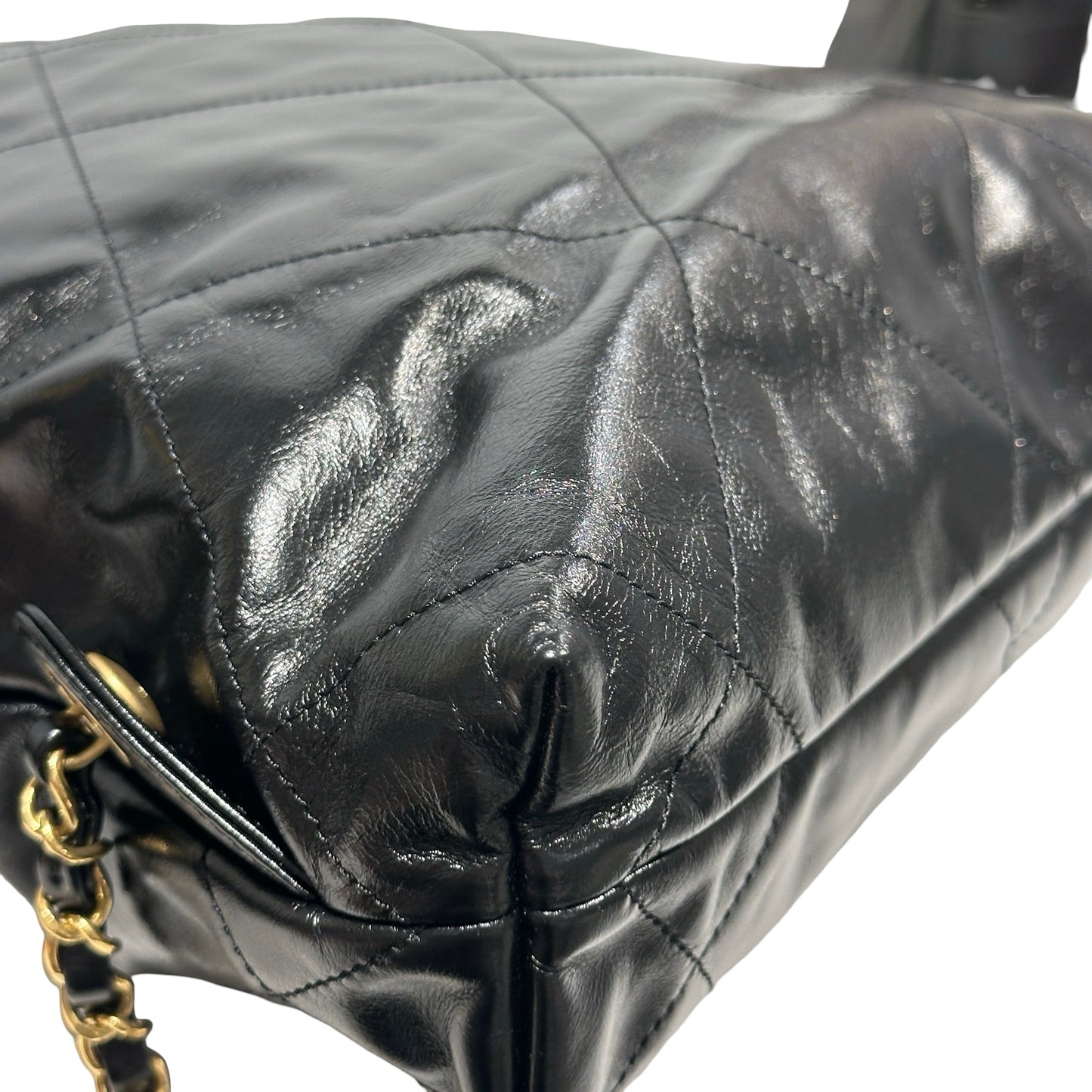 Used CHANEL Quilted Calfskin 22 Backpack Backpack Black Gold