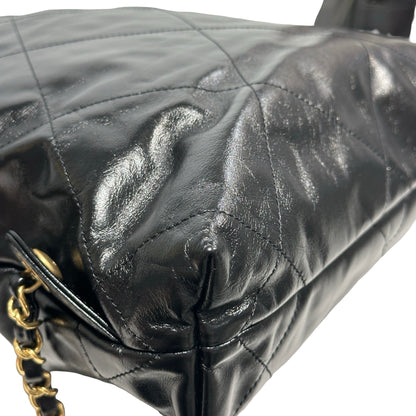Used CHANEL Quilted Calfskin 22 Backpack Backpack Black Gold