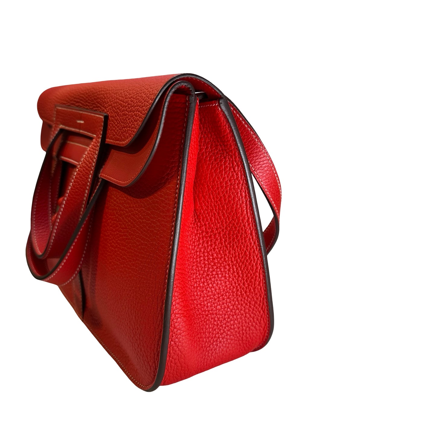 Used HERMES Clemence Halzan Shoulder Bag Red