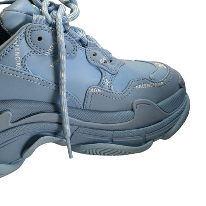 Used BALENCIAGA Logo Triple S Sneakers Light Blue