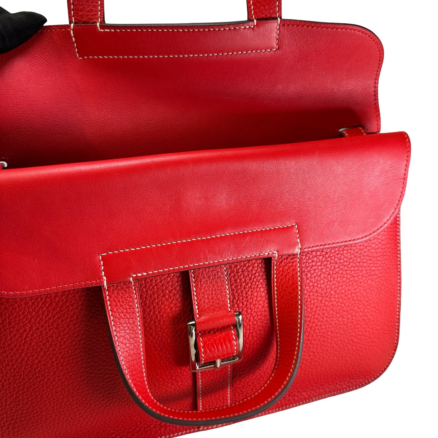 Used HERMES Clemence Halzan Shoulder Bag Red