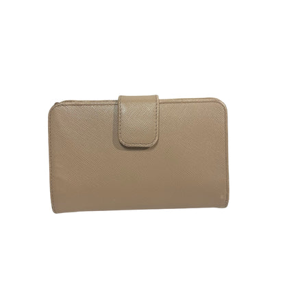 Used PRADA Saffiano Saffiano Leather Medium Bifold Wallet Wallet Beige GHW