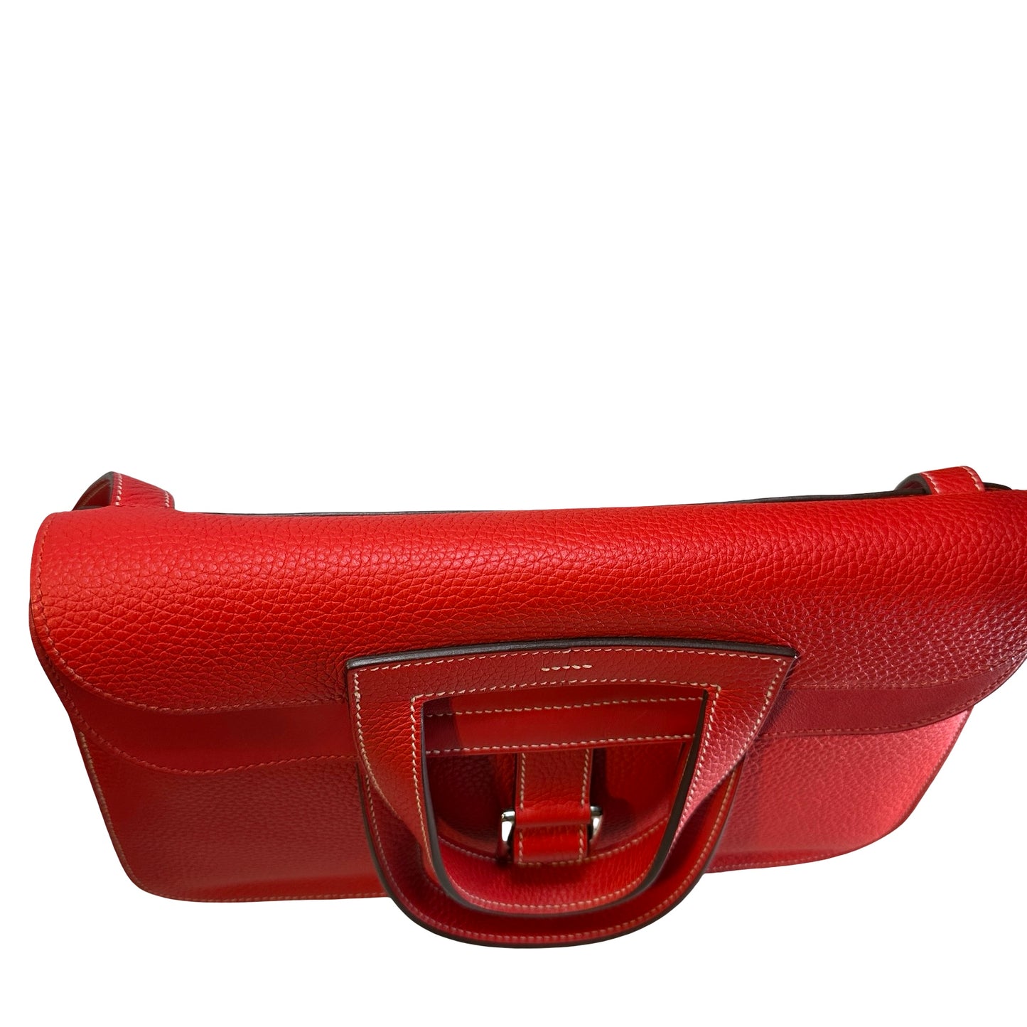Used HERMES Clemence Halzan Shoulder Bag Red