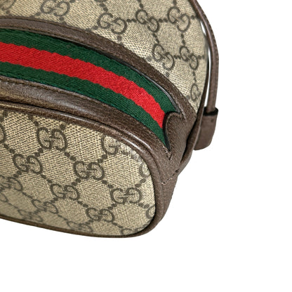 Used GUCCI GG Supreme Canvas Ophidia Bucket Bag Beige Ebony Brown， GHW