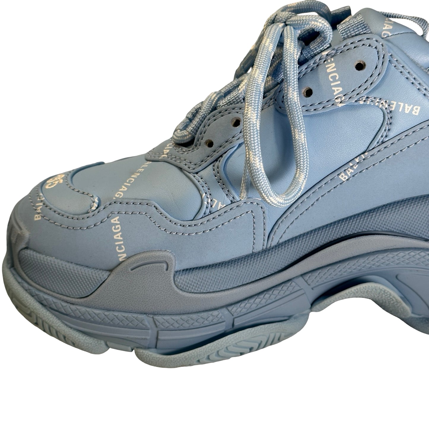 Used BALENCIAGA Logo Triple S Sneakers Light Blue