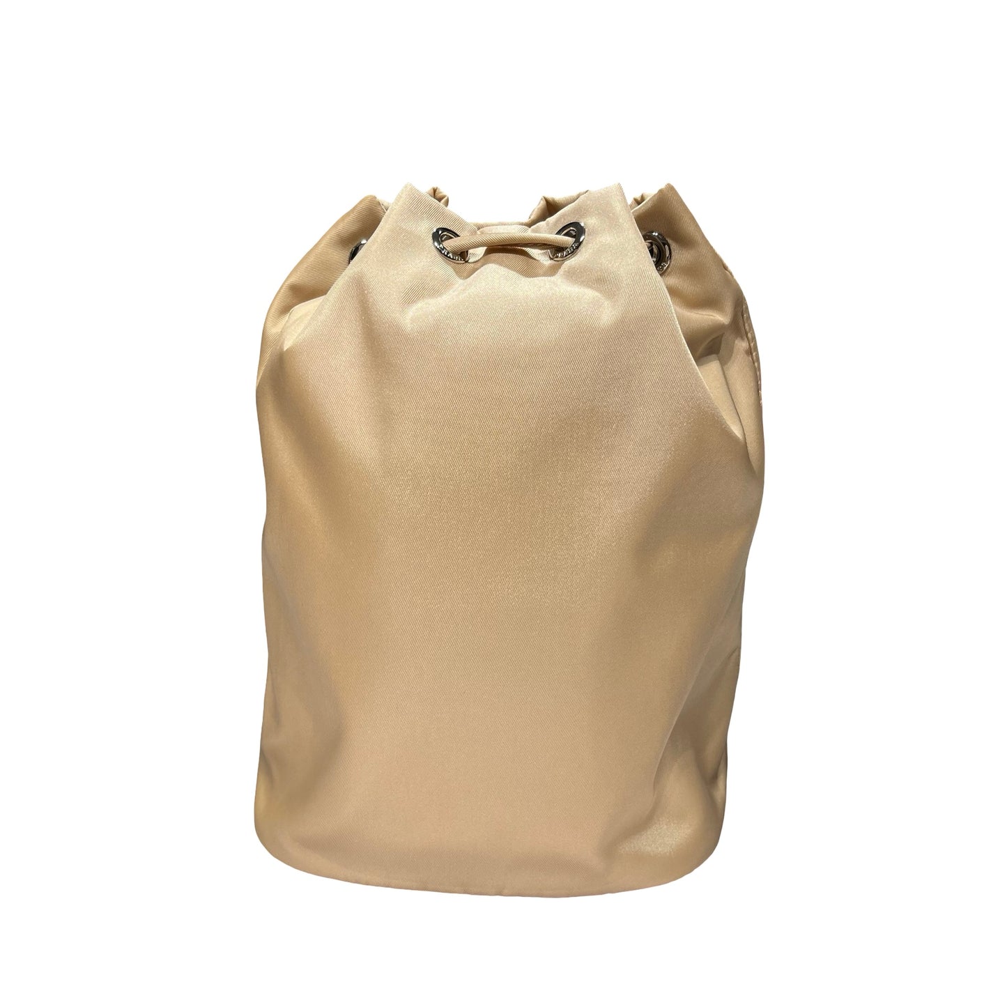 Prada Nylon Bucket Bag Beige with Silver Hardware