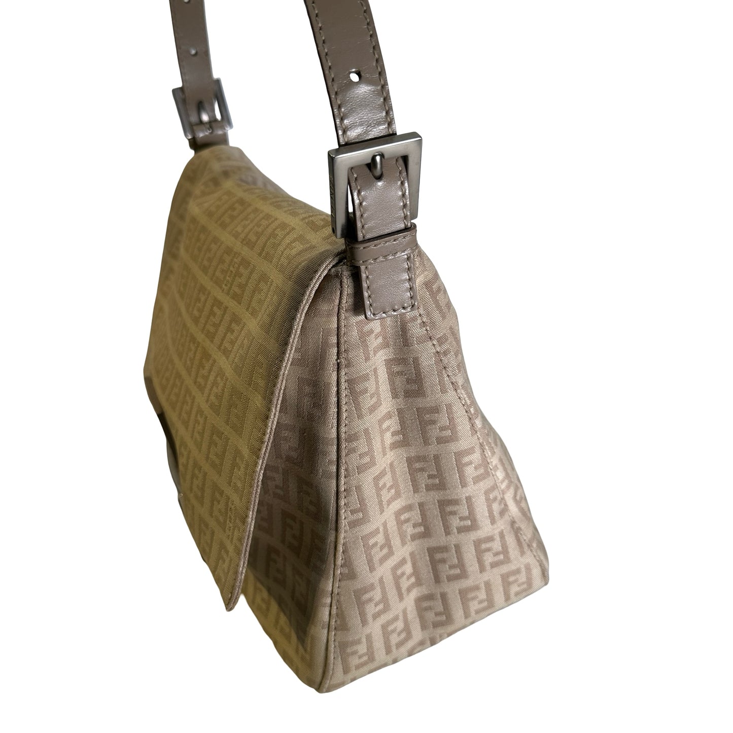 Used FENDI Zucca Mamma Baguette Baguette Bag Beige Silver