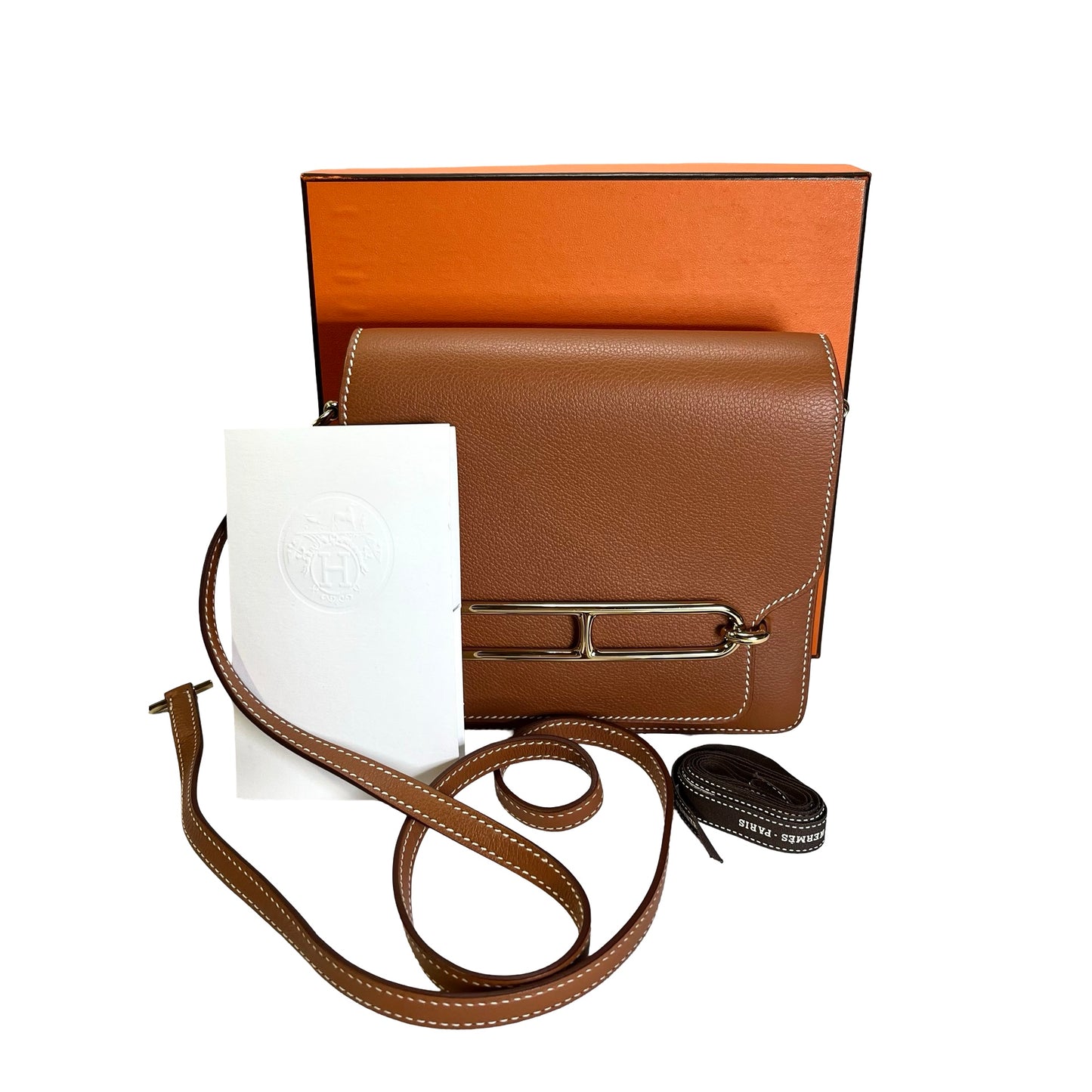 Used HERMES Evercolor Roulis Cross Body Bag Gold GHW
