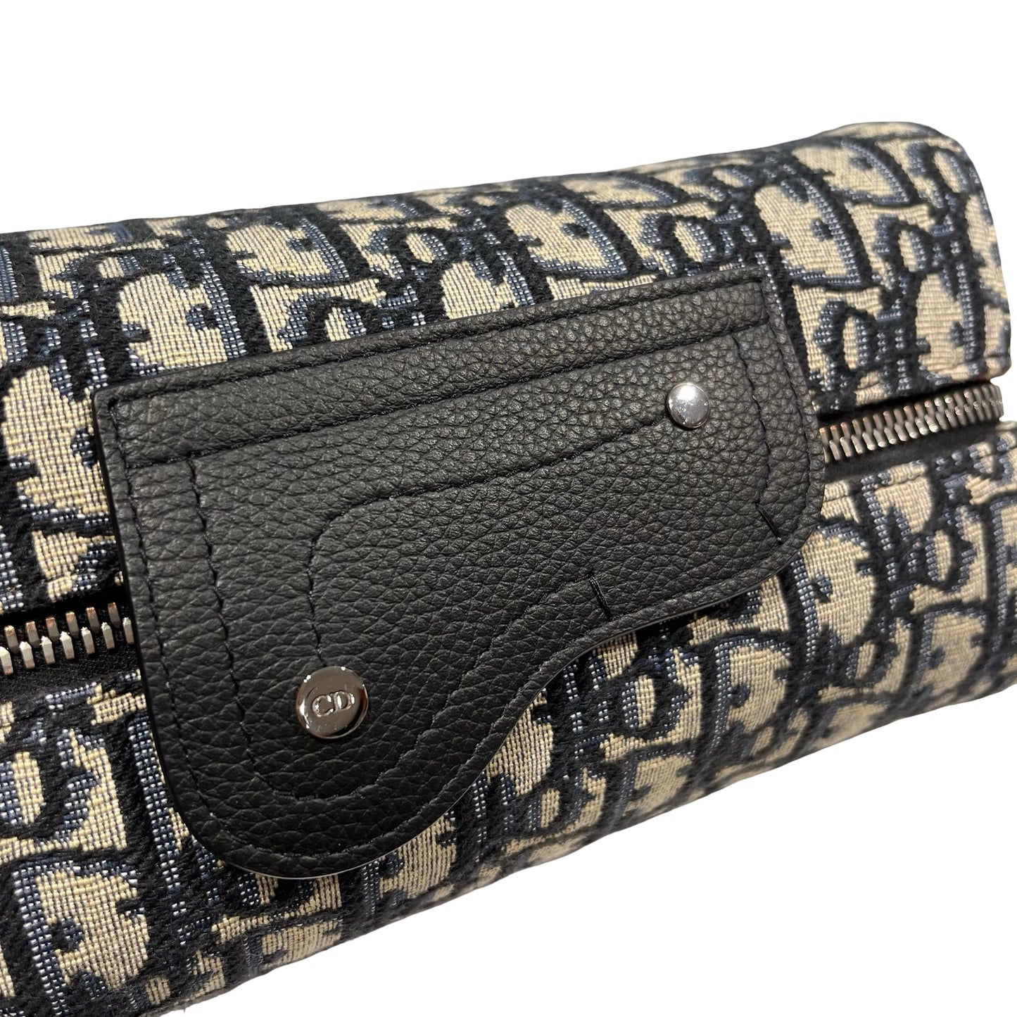 Brand New DIOR Oblique Jacquard Lingot 22 Pouch Navy Beige