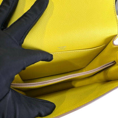 Used HERMES Evercolor Roulis Shoulder Bag YELLOW PHW