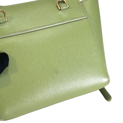 Used CELINE Grained Calfskin Pico Belt Bag Handbag Light Green
