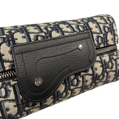 Brand New DIOR Oblique Jacquard Lingot 22 Pouch Navy Beige