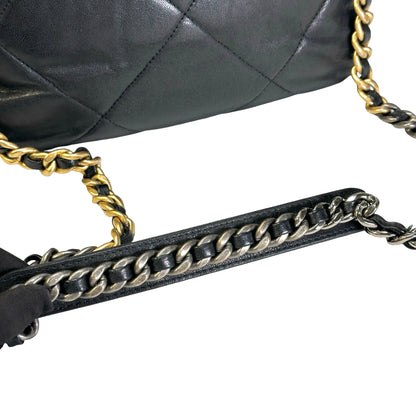 Used CHANEL Quilted Lambskin 19 Bag Shoulder Bag Black GHW