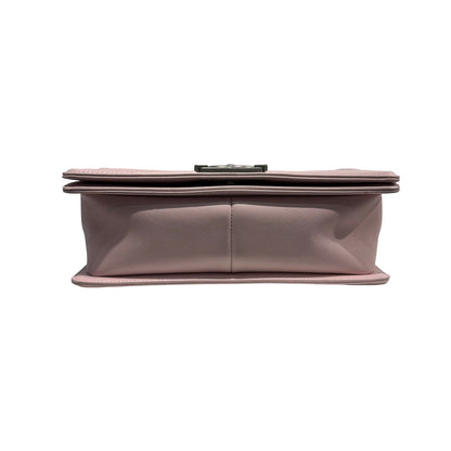 Used CHANEL Quilted Lambskin Boy Chanel Shoulder Bag Light Pink PHW