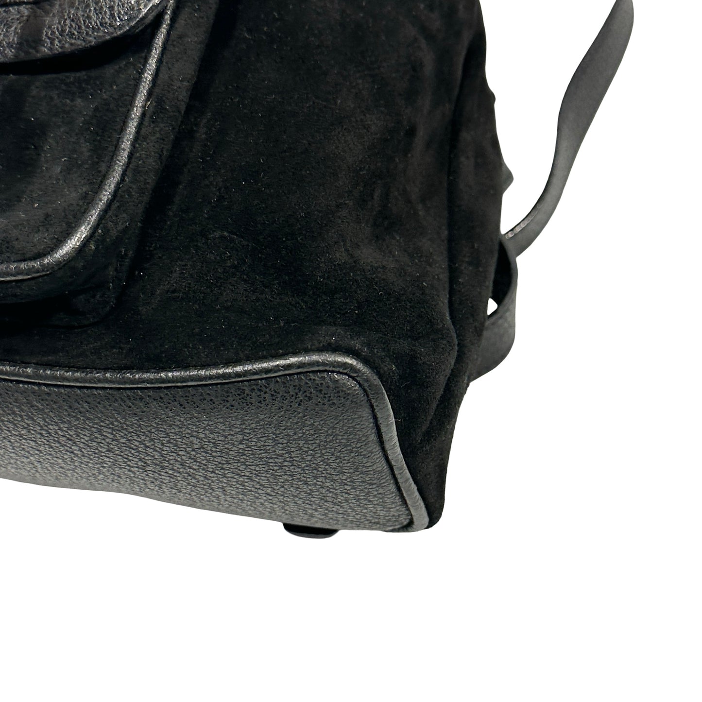 Used GUCCI Suede Leather Bamboo Bamboo Suede Backpack Backpack Black