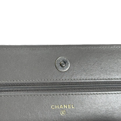 Used CHANEL Quilted Lambskin Chanel 19 Wallet On Chain Wallet on chain Grey GHW